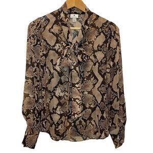 Altuzarra for Target Collaboration Snake Skin Print Bow Tie Blouse Top Womens XS